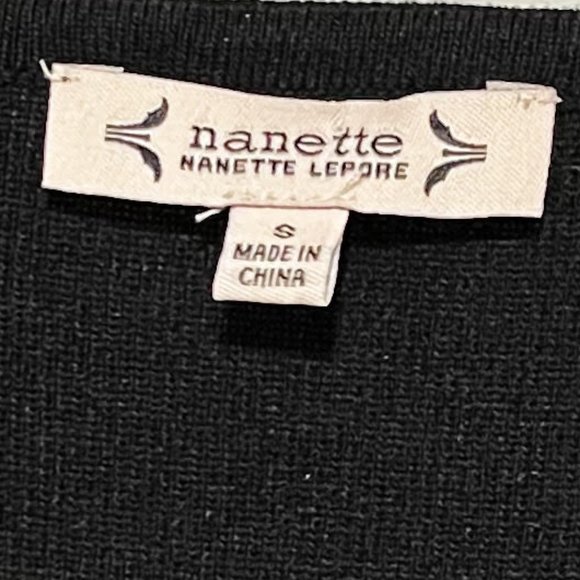 Nanette Nanette Leopore Small Black Ruched Satin Sleeve Sweater - Picture 4 of 5